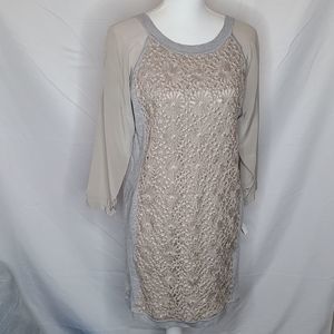 Anthro Cluny Sunburst Crochet Front. Satin/sheer Sleeve. Sz Small